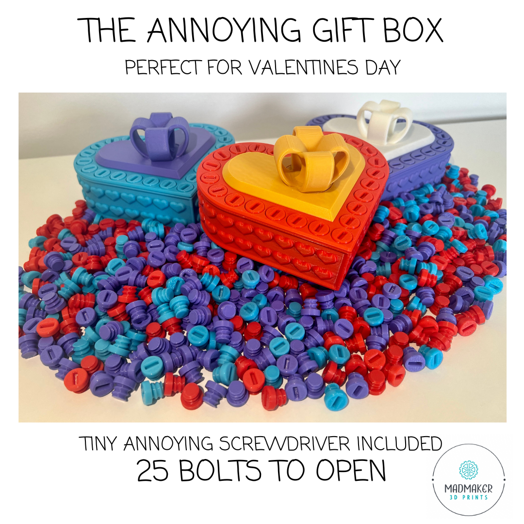The Annoying Valentines Gift Box with 25 Bolts and a hidden key!