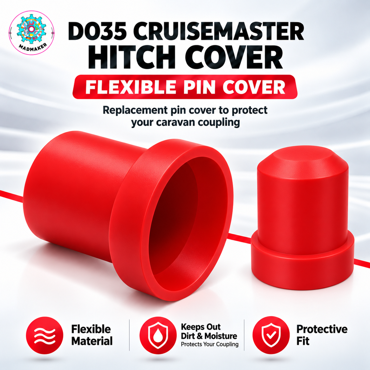 Cruisemaster DO35 Tow Pin Cover Replacement hitch cover V2 | TPU Flexible Protector (Copy)