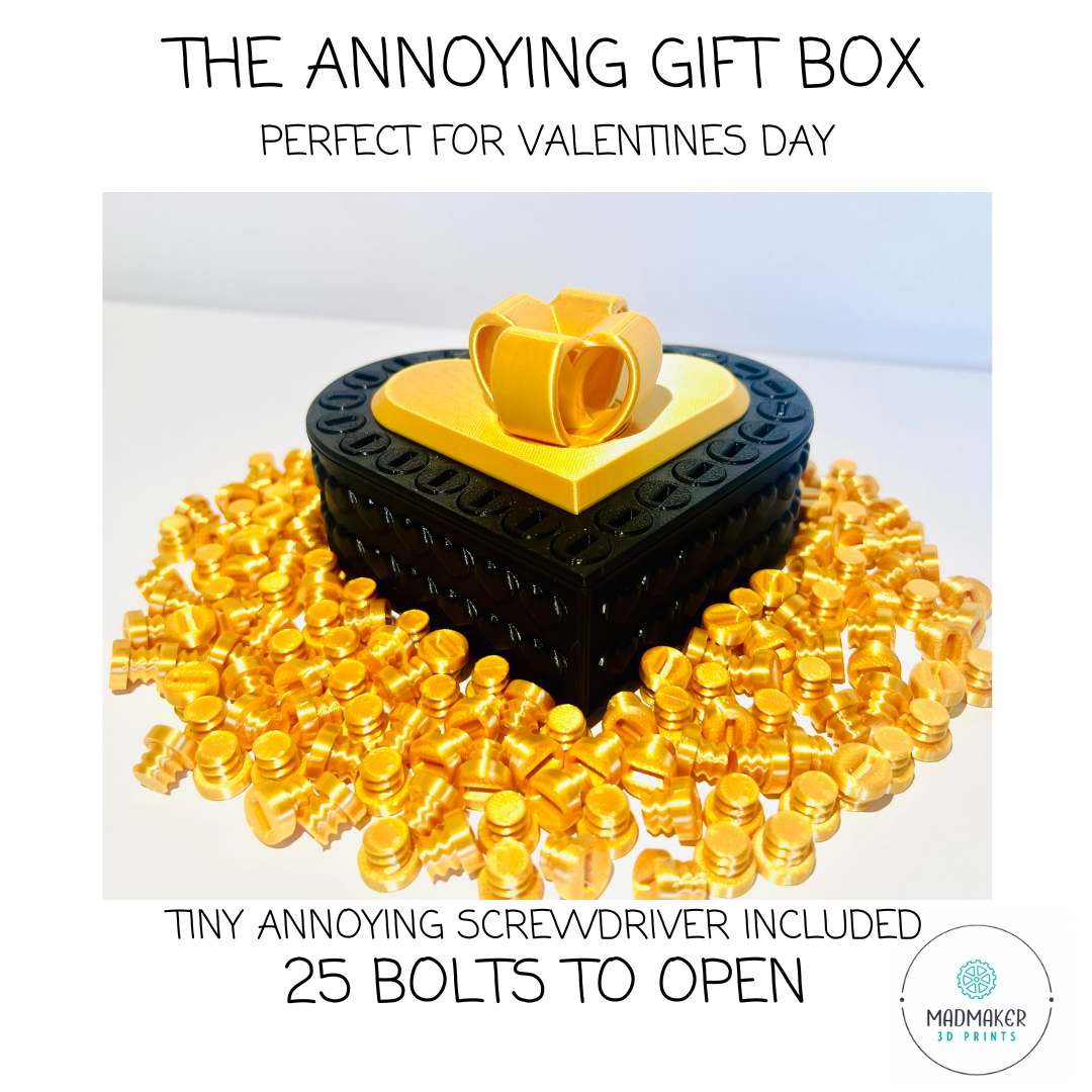 Black Edition - The Annoying Valentines Gift Box with 25 Bolts and a hidden key!