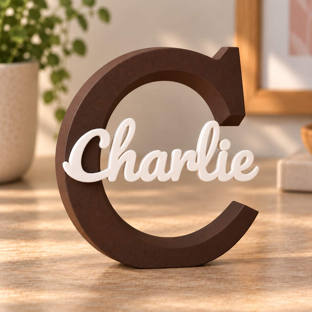 Personalised Name Initial Letter Sign 3D Printed Nursery Bedroom Desk Decor Gift