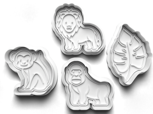 Jungle Animals Cookie Cutters - Gingerbread and Embosser Fondant Cutout