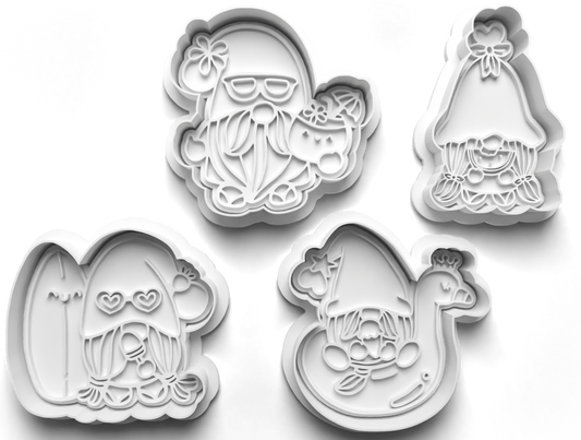 Cute Gnome Cookie Cutters - Gingerbread and Embosser Fondant Cutout