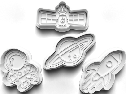Spaceship Astronaut Cookie Cutters - Gingerbread and Embosser Fondant Cutout