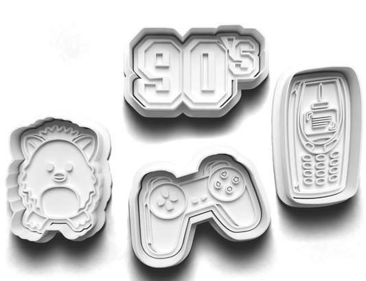 90s Vibe Collection of Cookie Cutters - Gingerbread and Embosser Fondant Cutout