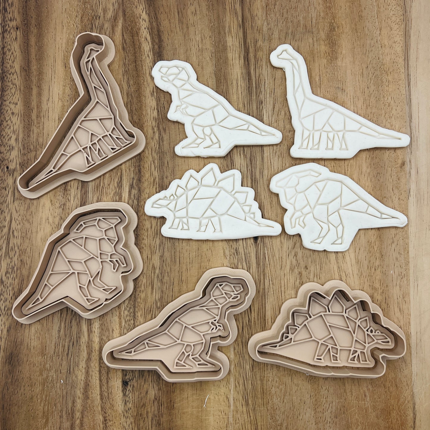 Geometric Origami Dinosaur Childrens Cookie Cutters - Gingerbread and Embosser Fondant Cutout