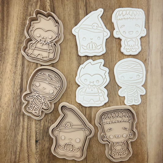 Cartoon Monster Kids Cookie Cutters - Gingerbread and Embosser Fondant Cutout