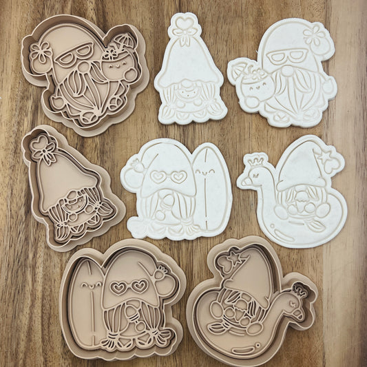 Cute Gnome Cookie Cutters - Gingerbread and Embosser Fondant Cutout