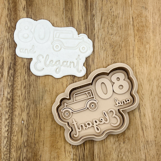 80th Birthday Cookie Cutter - 80 and Elegant - Gingerbread and Embosser Fondant Cutout