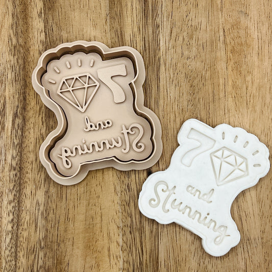 70th Birthday Cookie Cutter - 70 and Stunning - Gingerbread and Embosser Fondant Cutout