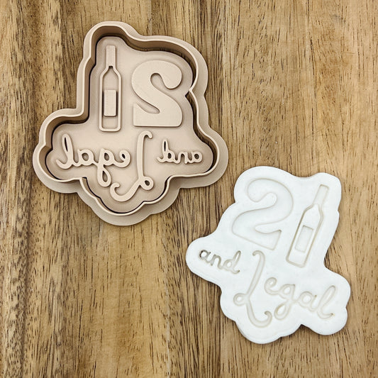 21st Birthday Cookie Cutter - 21 and Legal - Gingerbread and Embosser Fondant Cutout