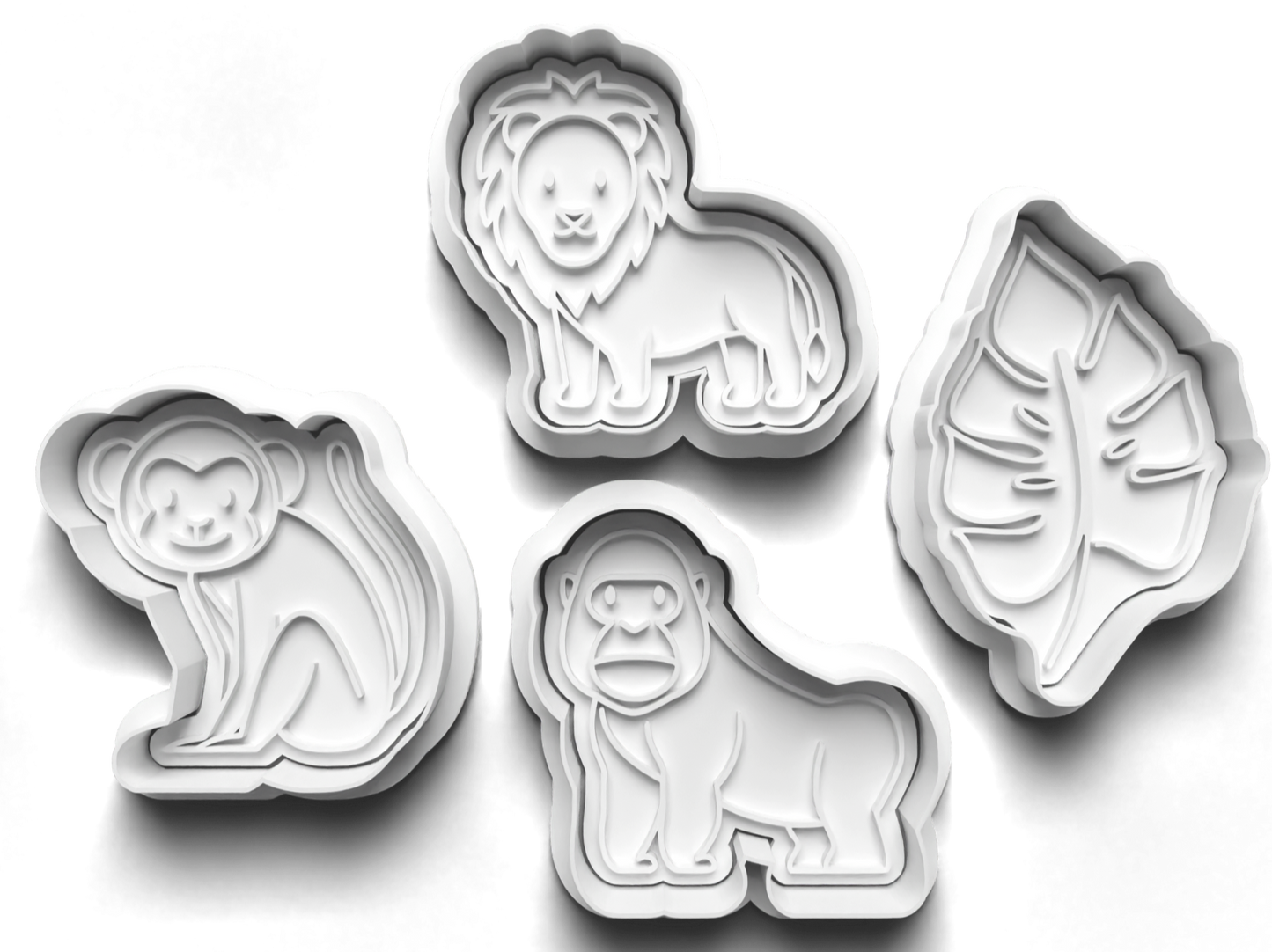 Jungle Animals Cookie Cutters - Gingerbread and Embosser Fondant Cutout