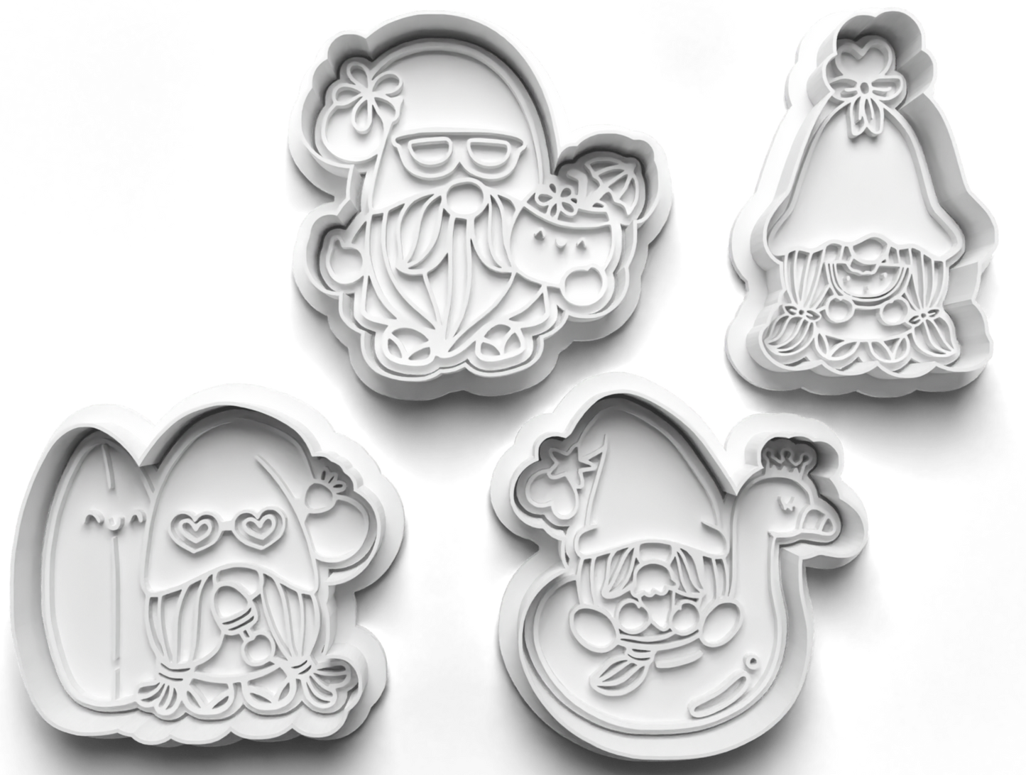 Cute Gnome Cookie Cutters - Gingerbread and Embosser Fondant Cutout