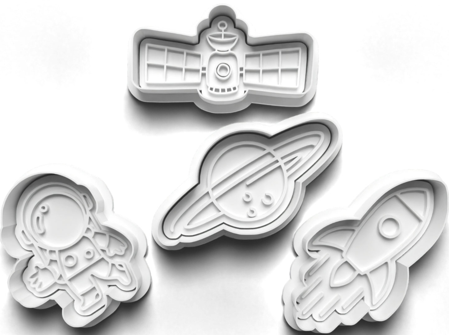 Spaceship Astronaut Cookie Cutters - Gingerbread and Embosser Fondant Cutout