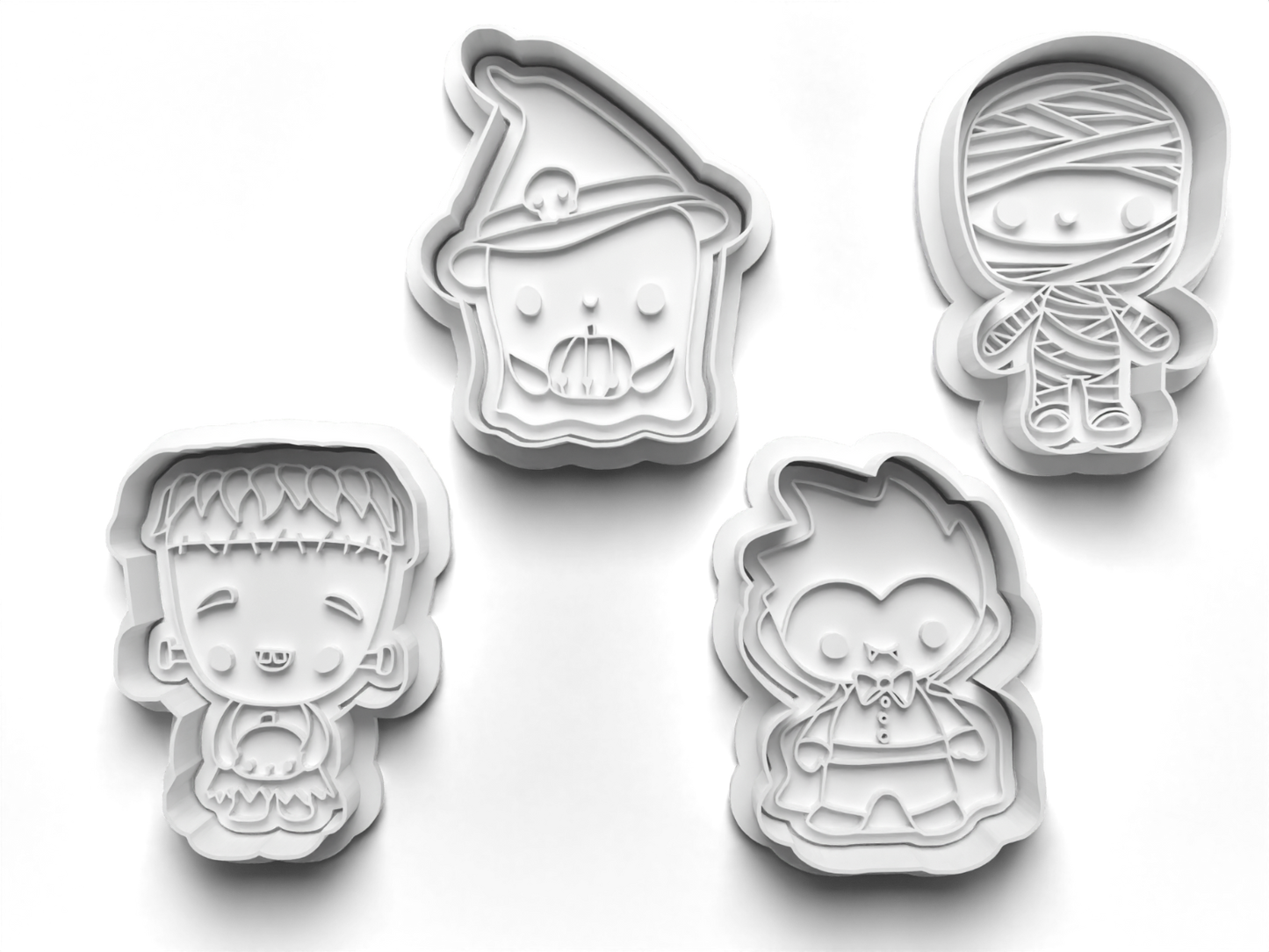 Cartoon Monster Kids Cookie Cutters - Gingerbread and Embosser Fondant Cutout